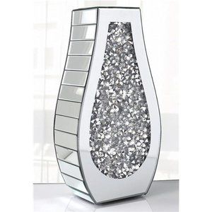 Flower Vase Crushed Diamond Mirrored Vase Crystal Silver Glass Decorative Vase
